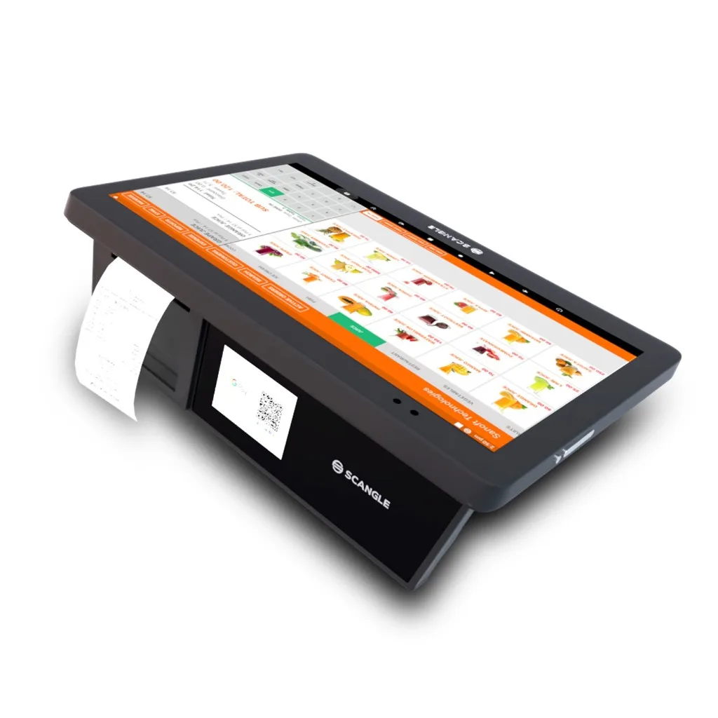 Scangle touchscreen POS terminal with receipt printer